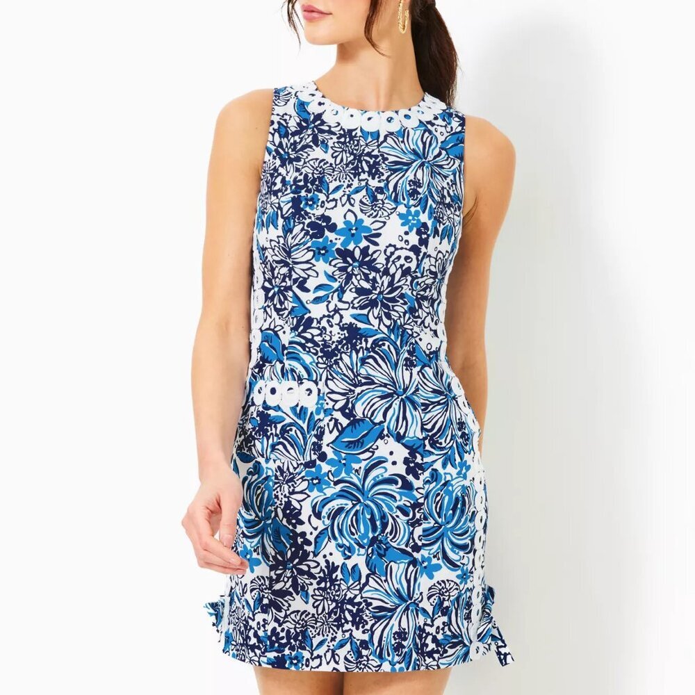 NWT Lilly Pulitzer Mila Stretch Shift Dress Low Tide Navy Pandarama
